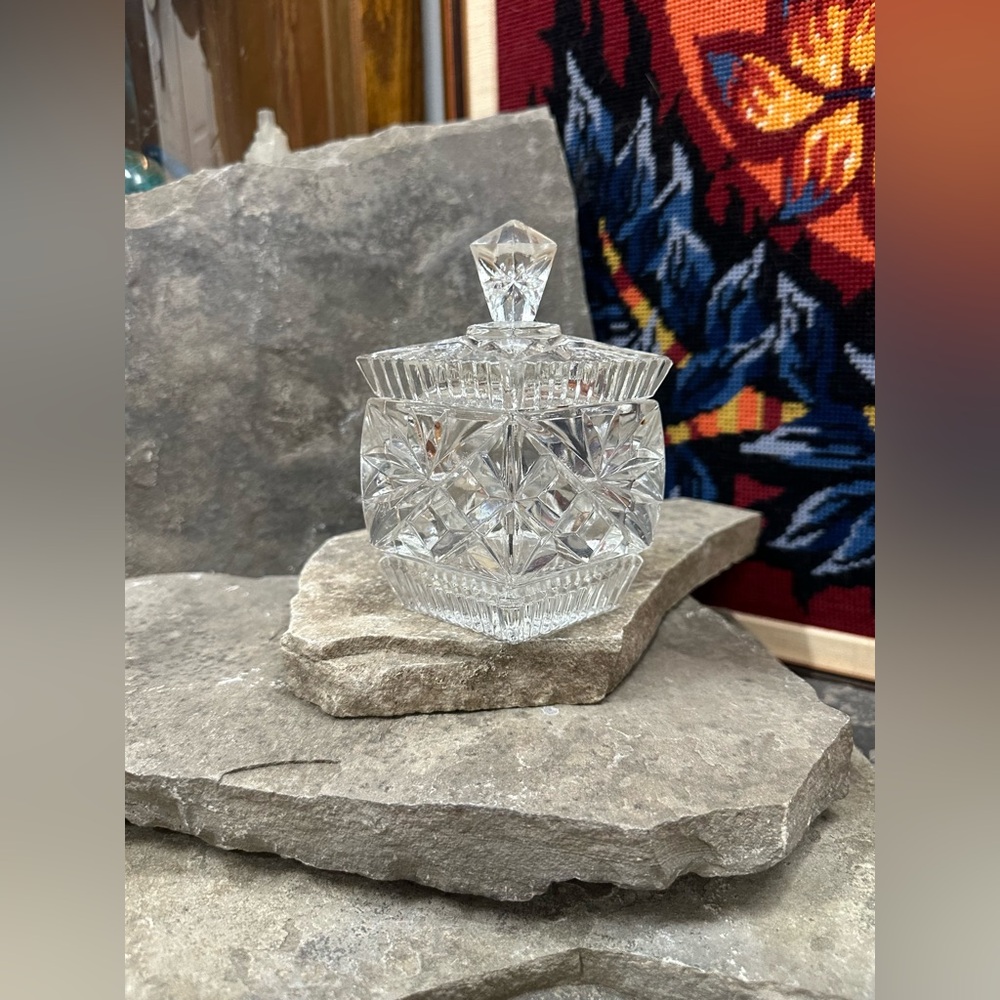 Elegant Lead Crystal Sugar Dish with Lid